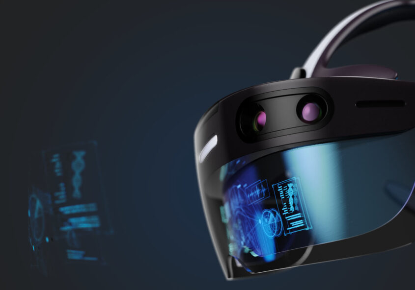 Medical AR headset displaying key information