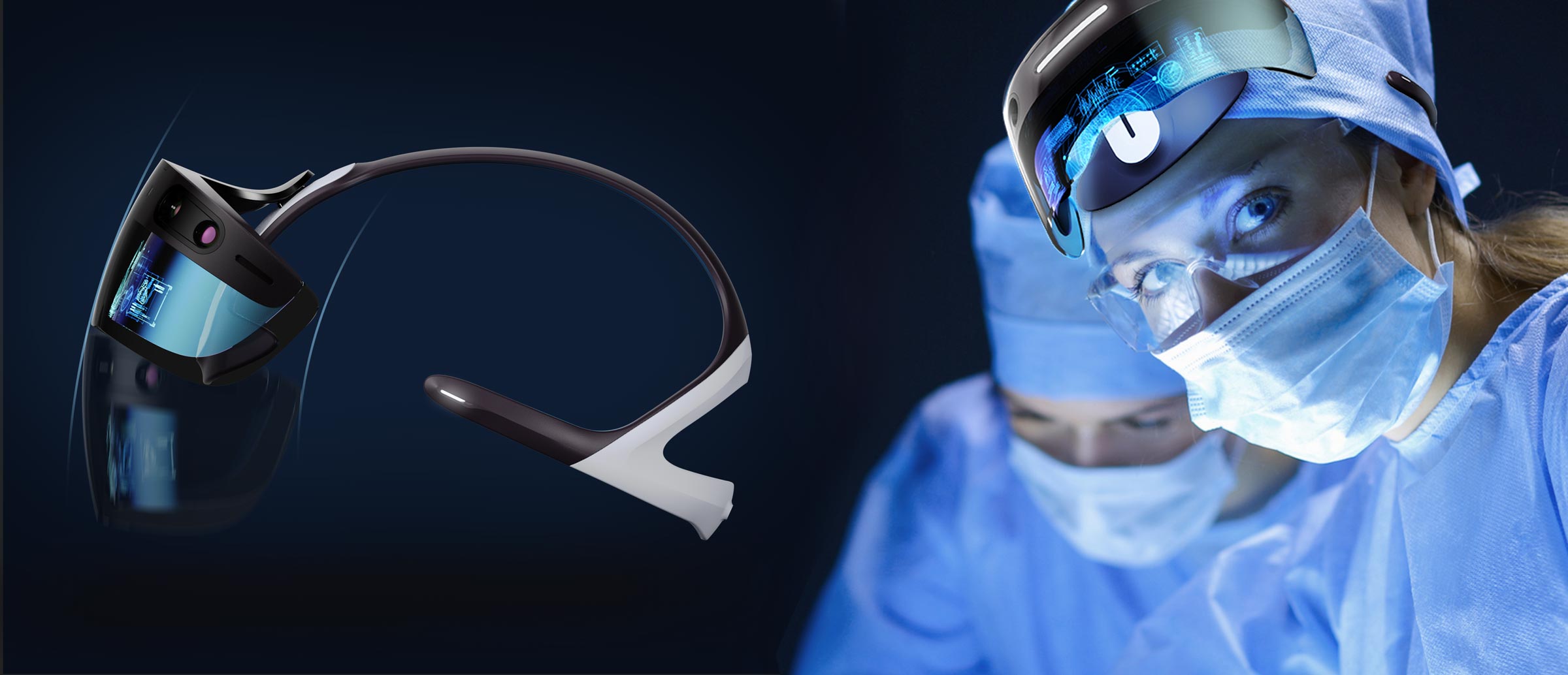 Surgeon using the Medical AR headset during surgery